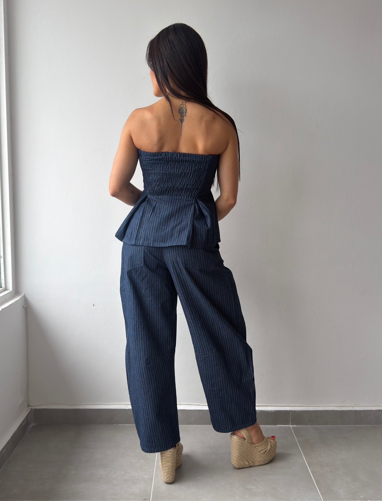 Pinstriped Denim Set