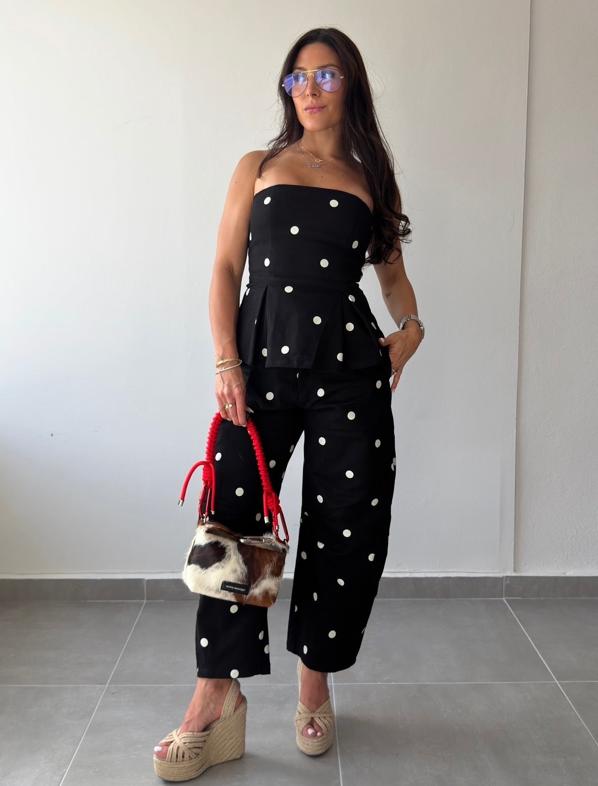 Black Polka Denim Set (RESTOCK)