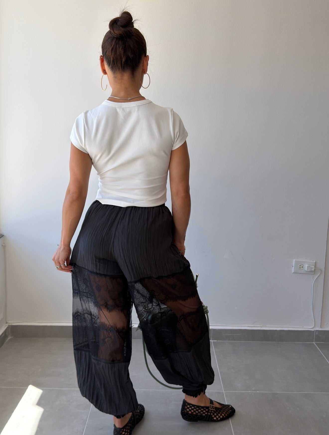 Black Lace Combo Balloon Pant