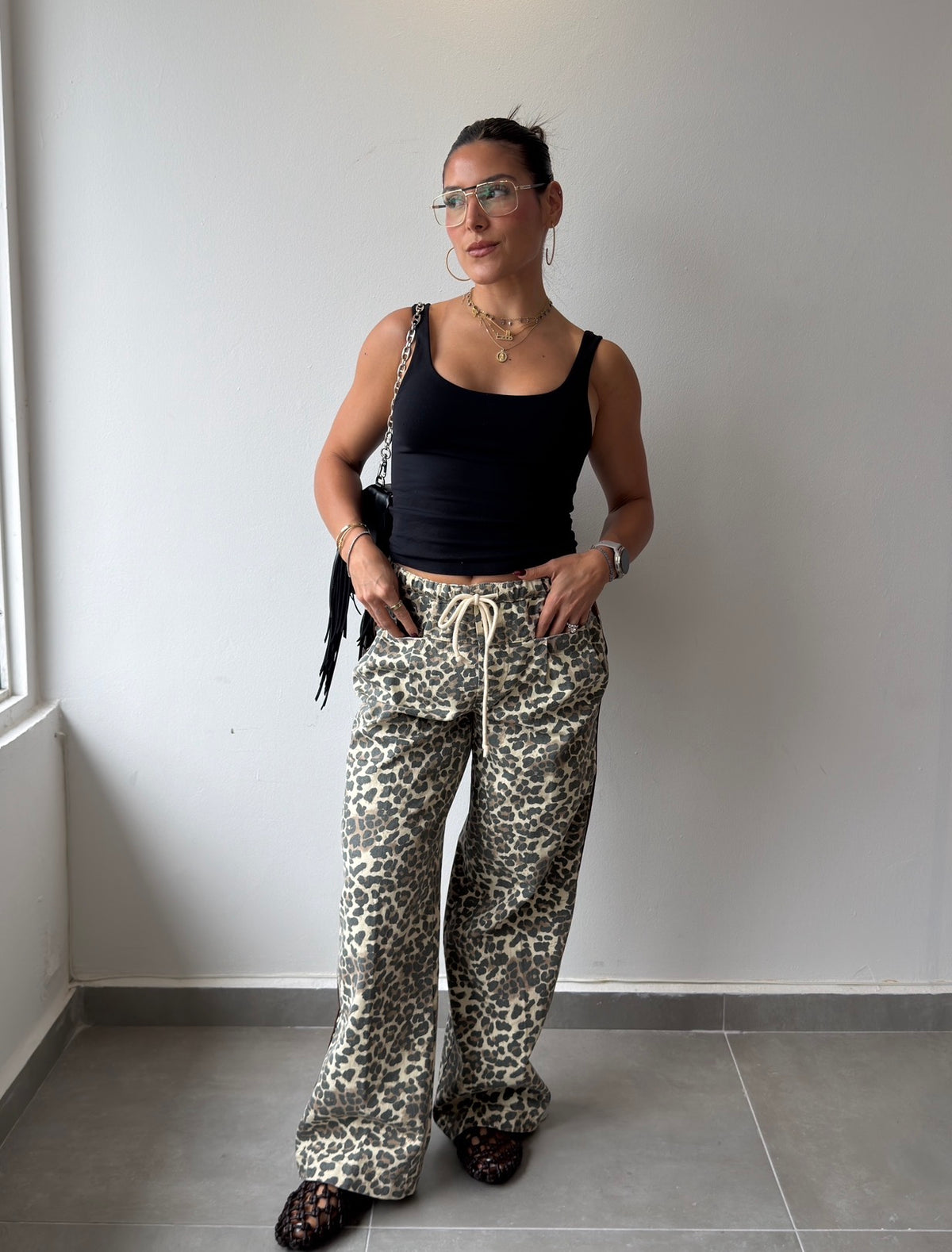 Leopard Wide Leg Pants