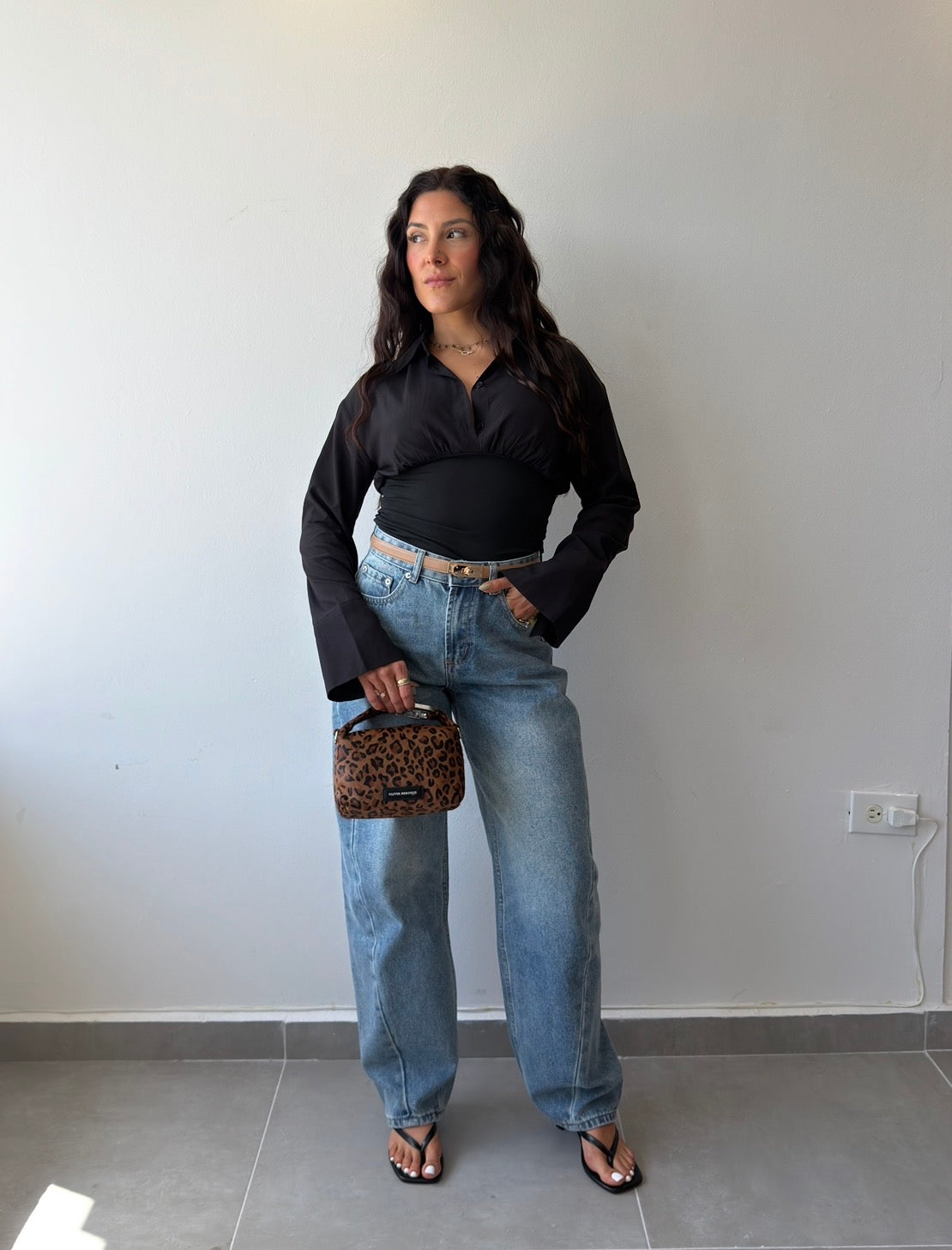 High Waisted Washed Barrel Jeans
