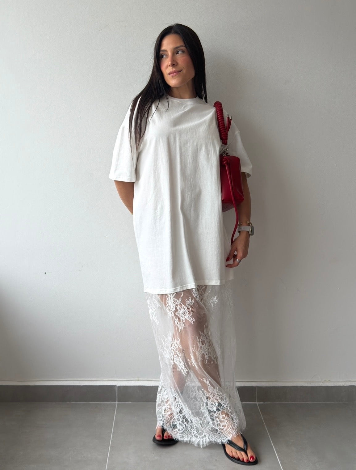 White Shirt Lace Dress