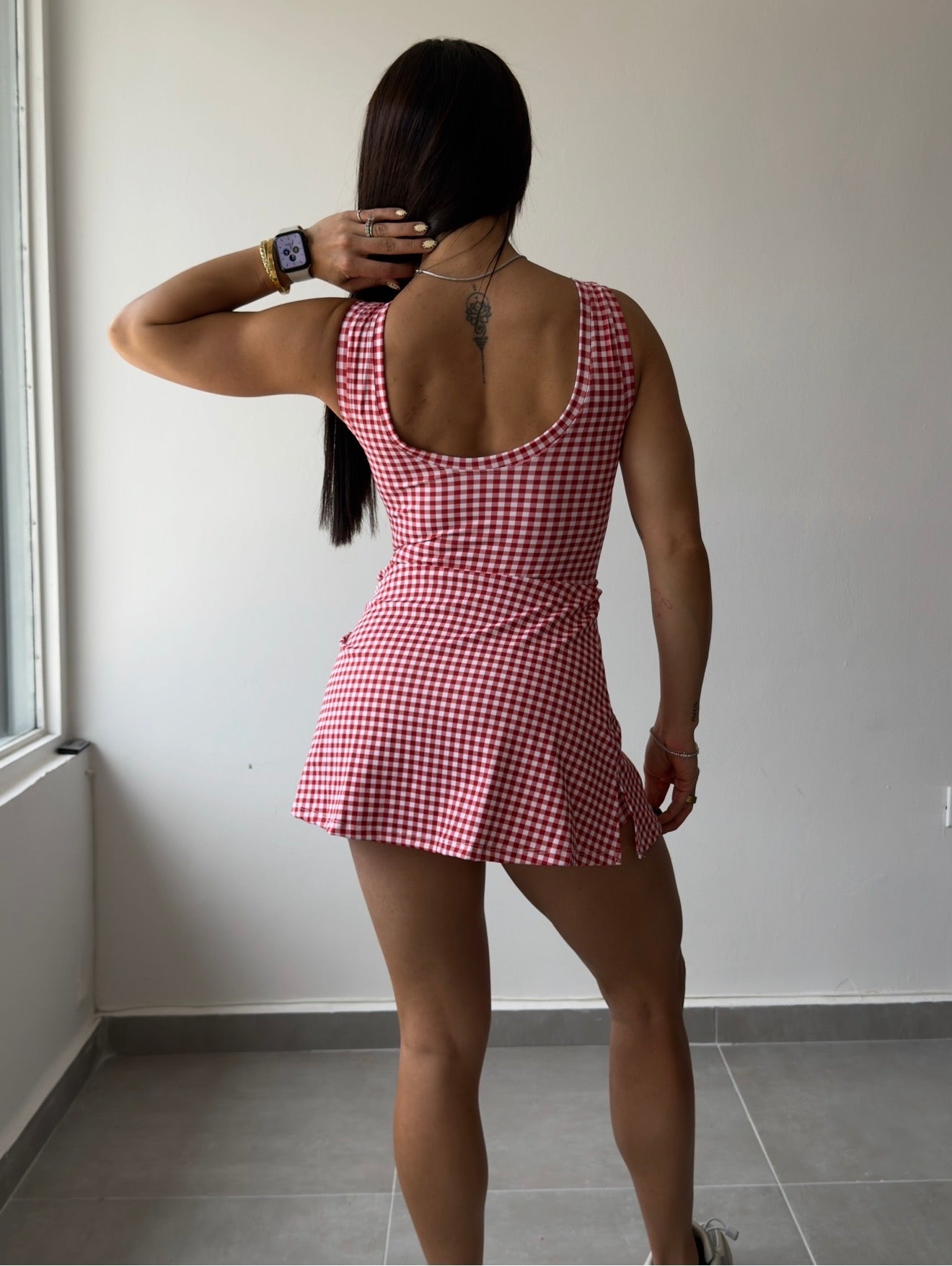 Red Gingham Wrap Romper
