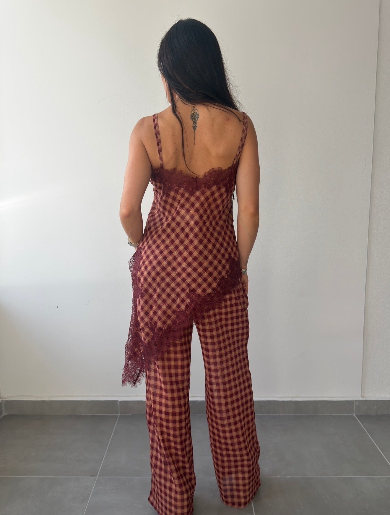 Wine Gingham Set