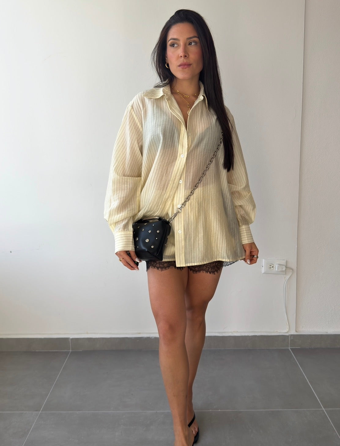 Butter Yellow Stripe Button Down Shirt