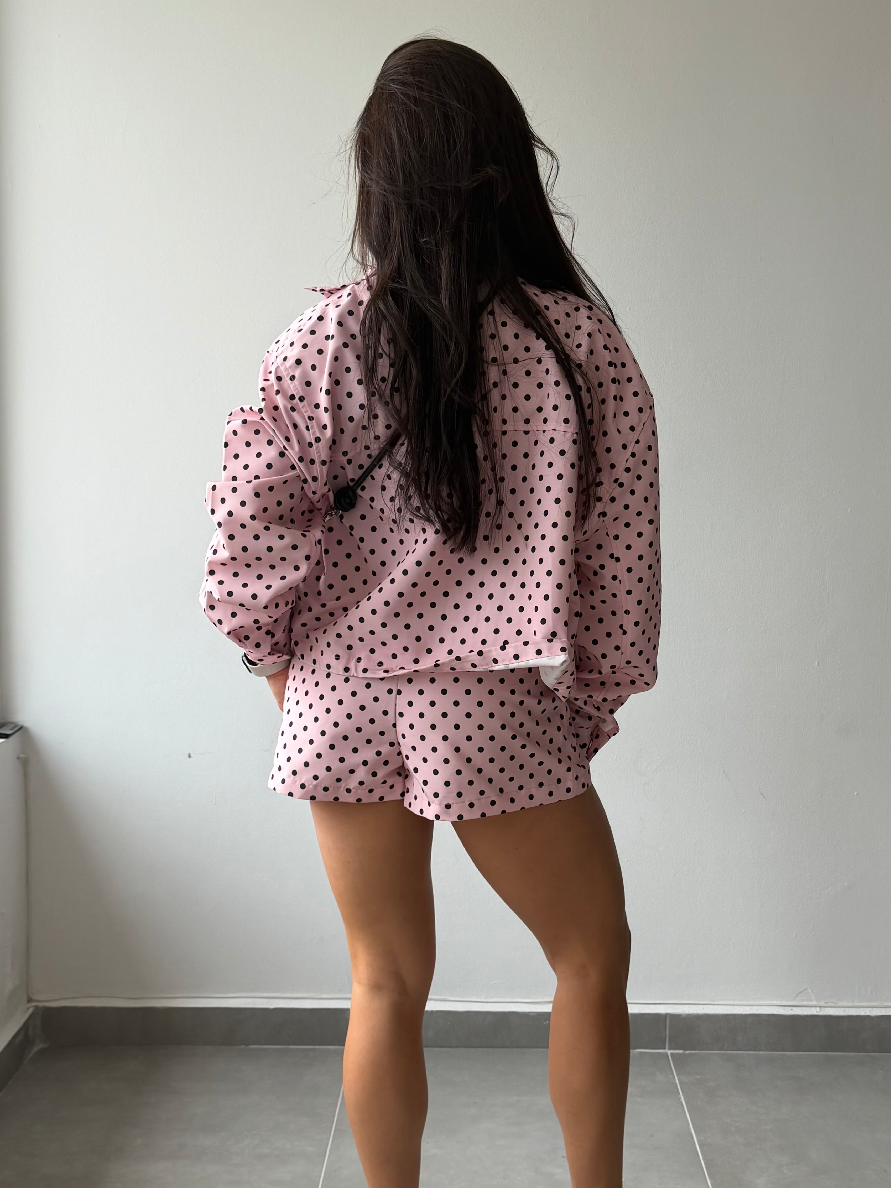Pink Polka Jacket and Shorts Set