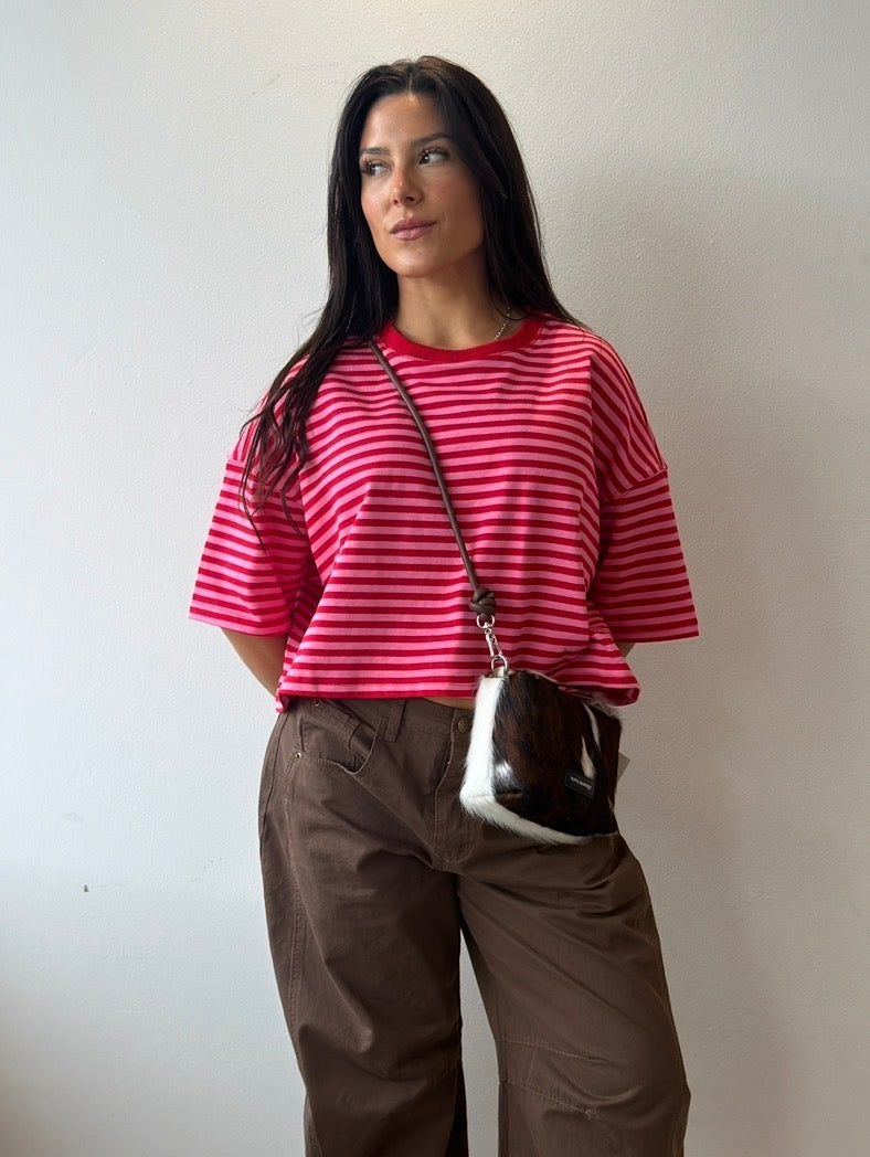 Red Pink Oversized T Shirt