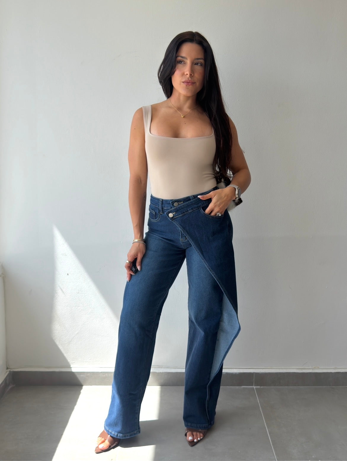 Dark Overlap Straight Leg Jeans