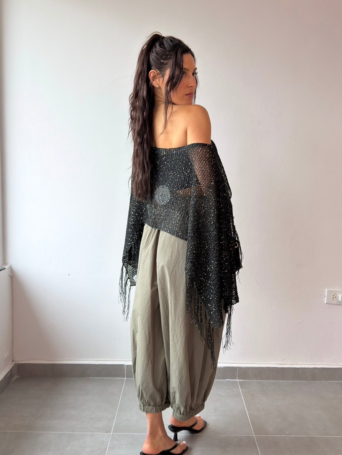 Olive Cropped Barrel Pants