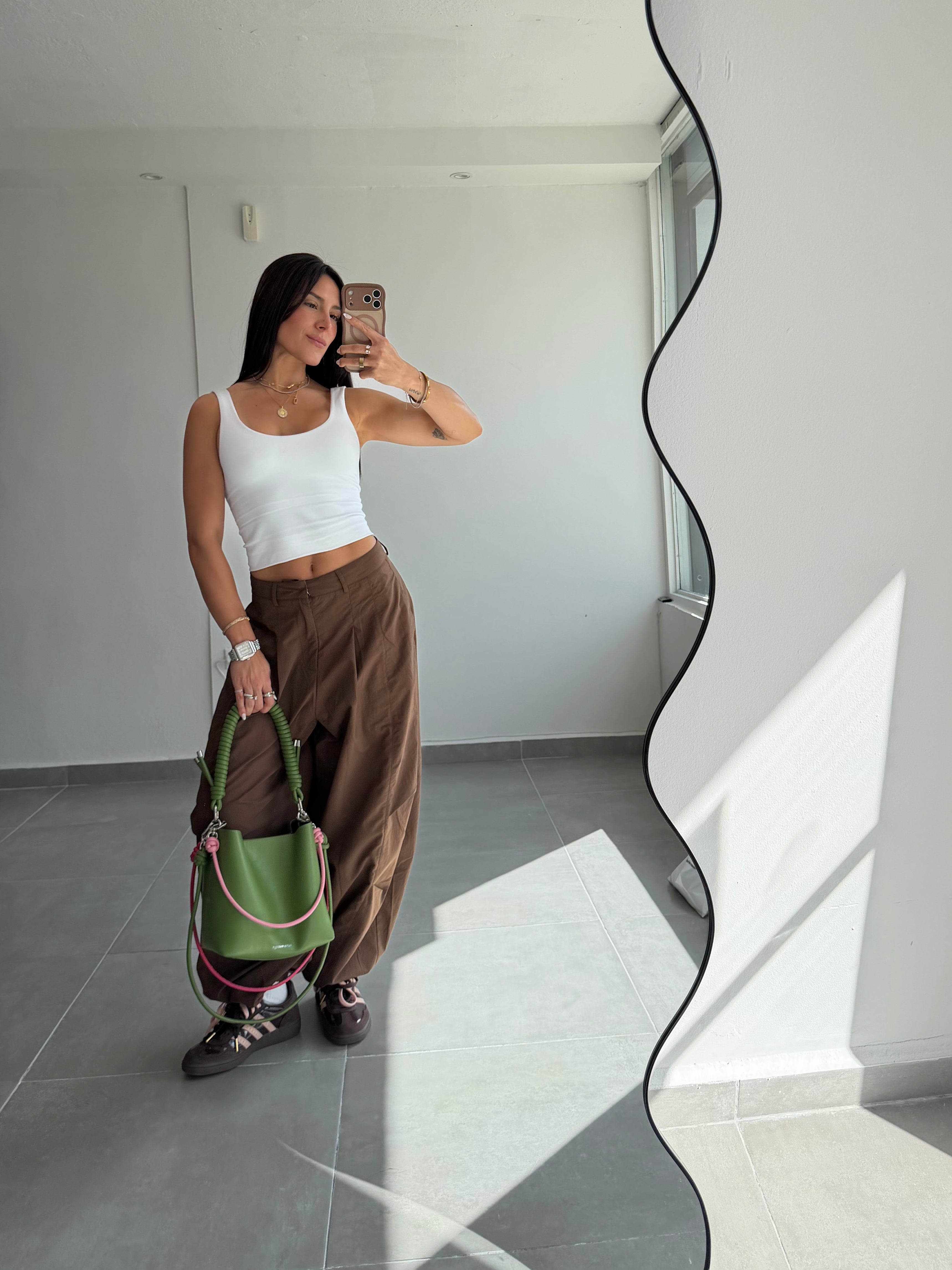 Wide Leg Balloon Pants (Brown)