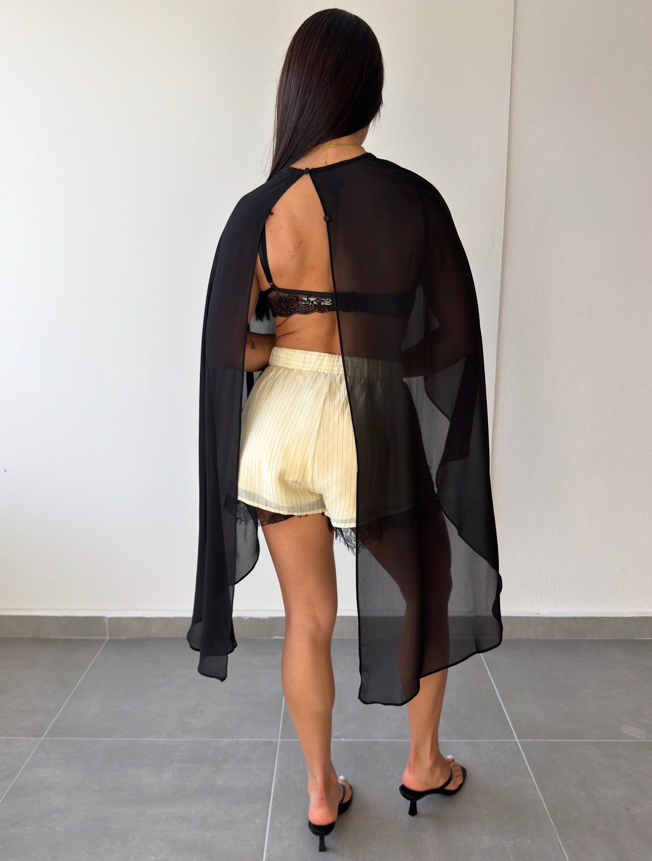 (Black) Sheer Cape Top