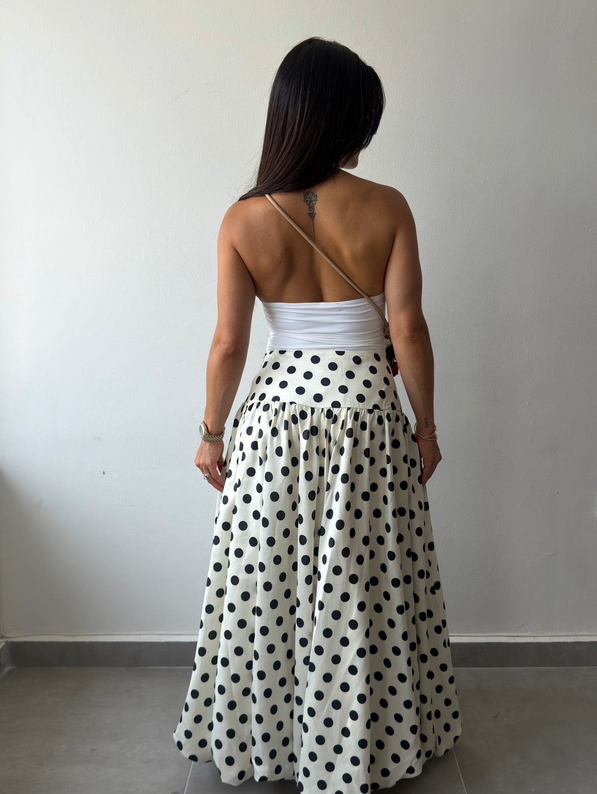 Polka Bubble Midi Skirt