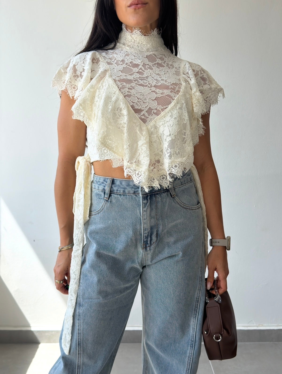 Ivory Ruffle Lace Top