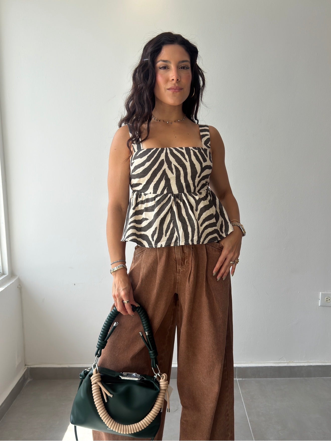 Zebra Peplum Top