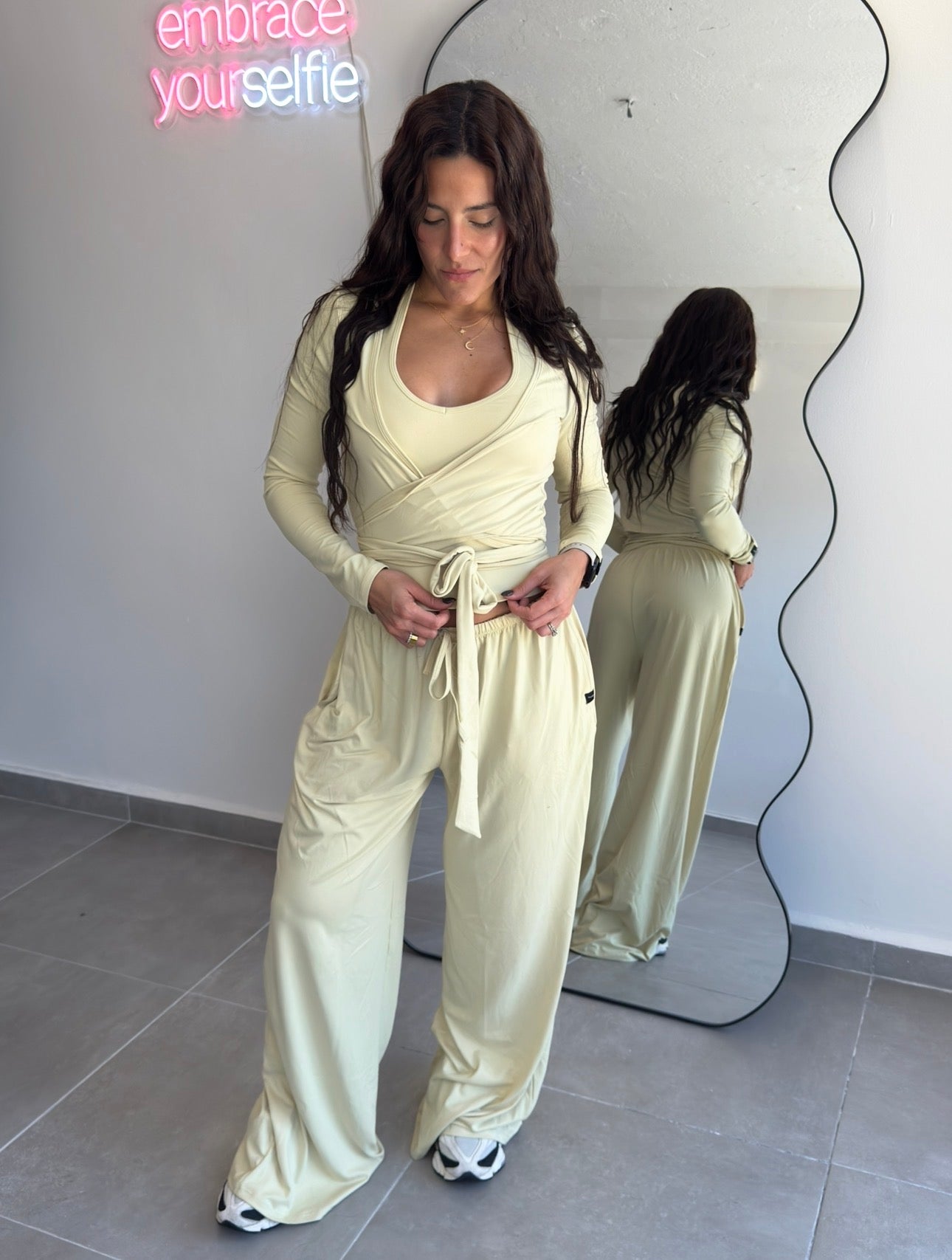 Wrap Around Long Sleeve Top (Butter Yellow)