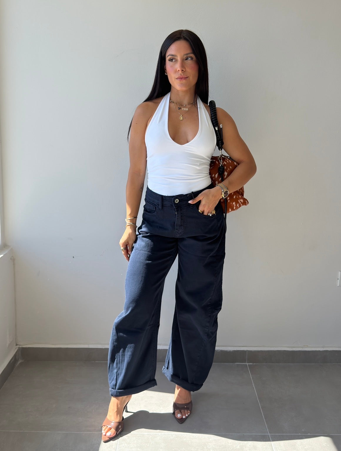 Navy Barrel Pants