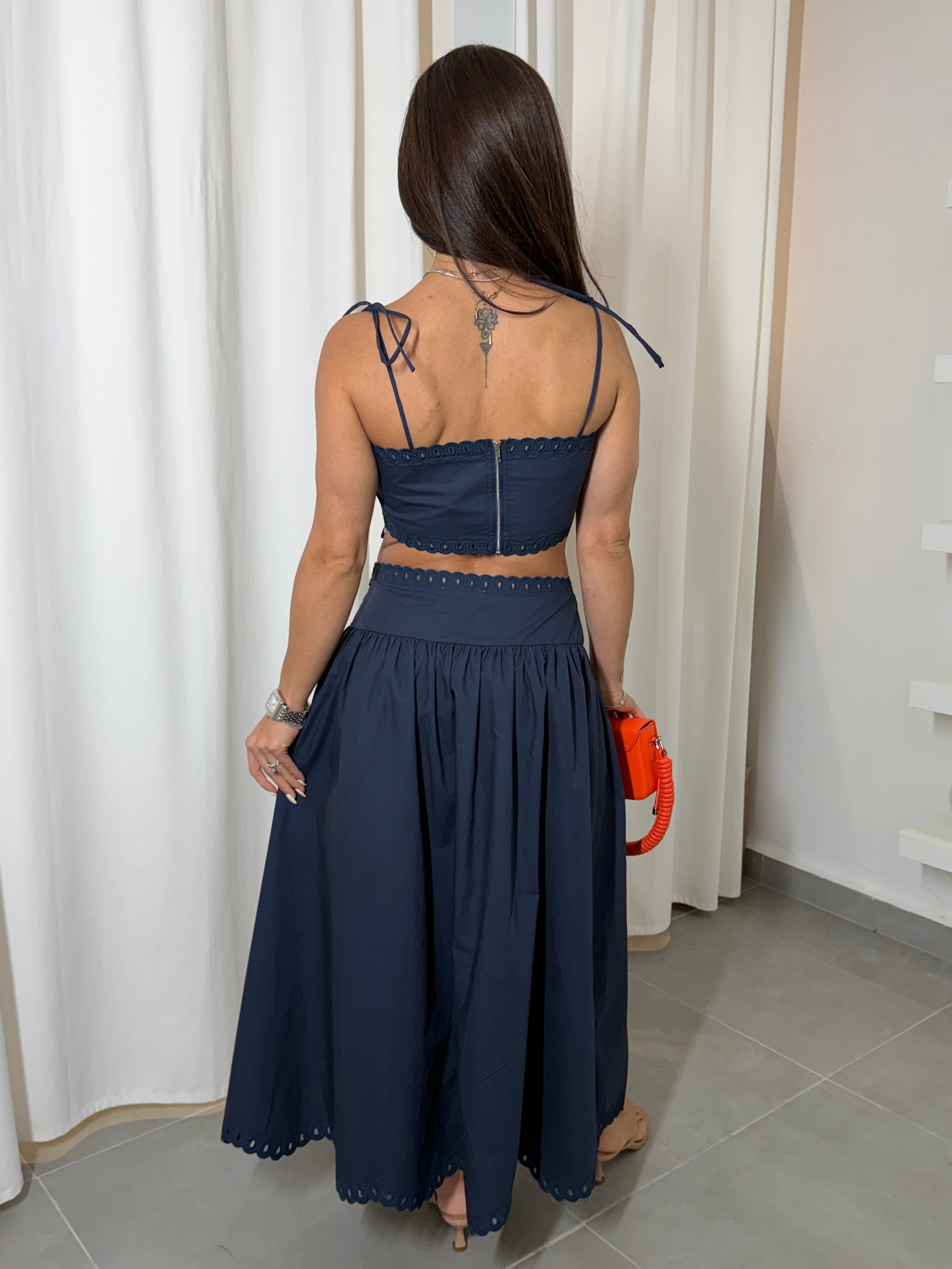 Navy Skirt Set