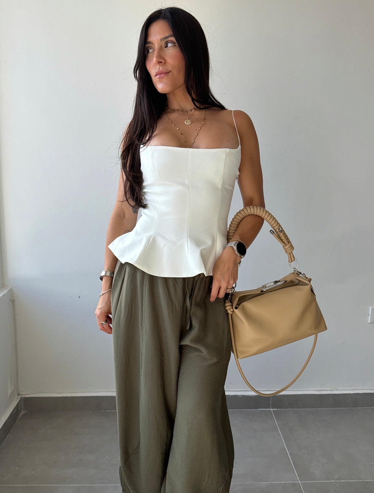 White Peplum Top