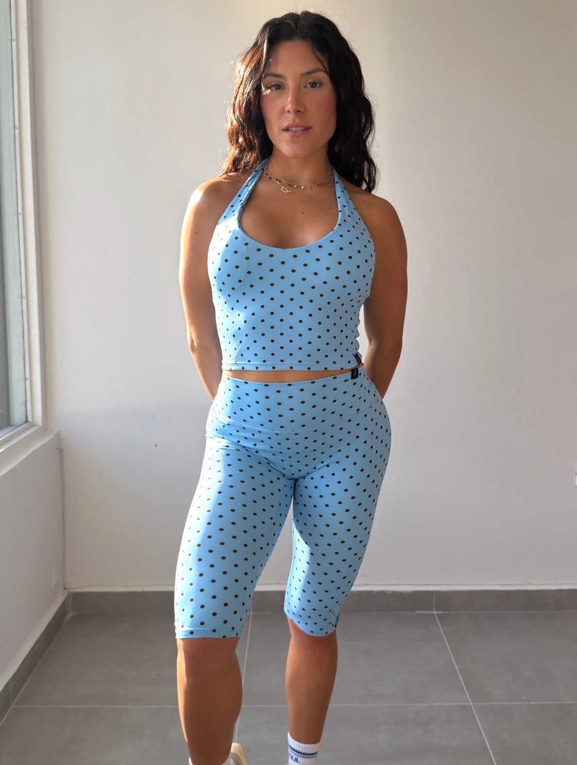 Blue Polka Capri Set