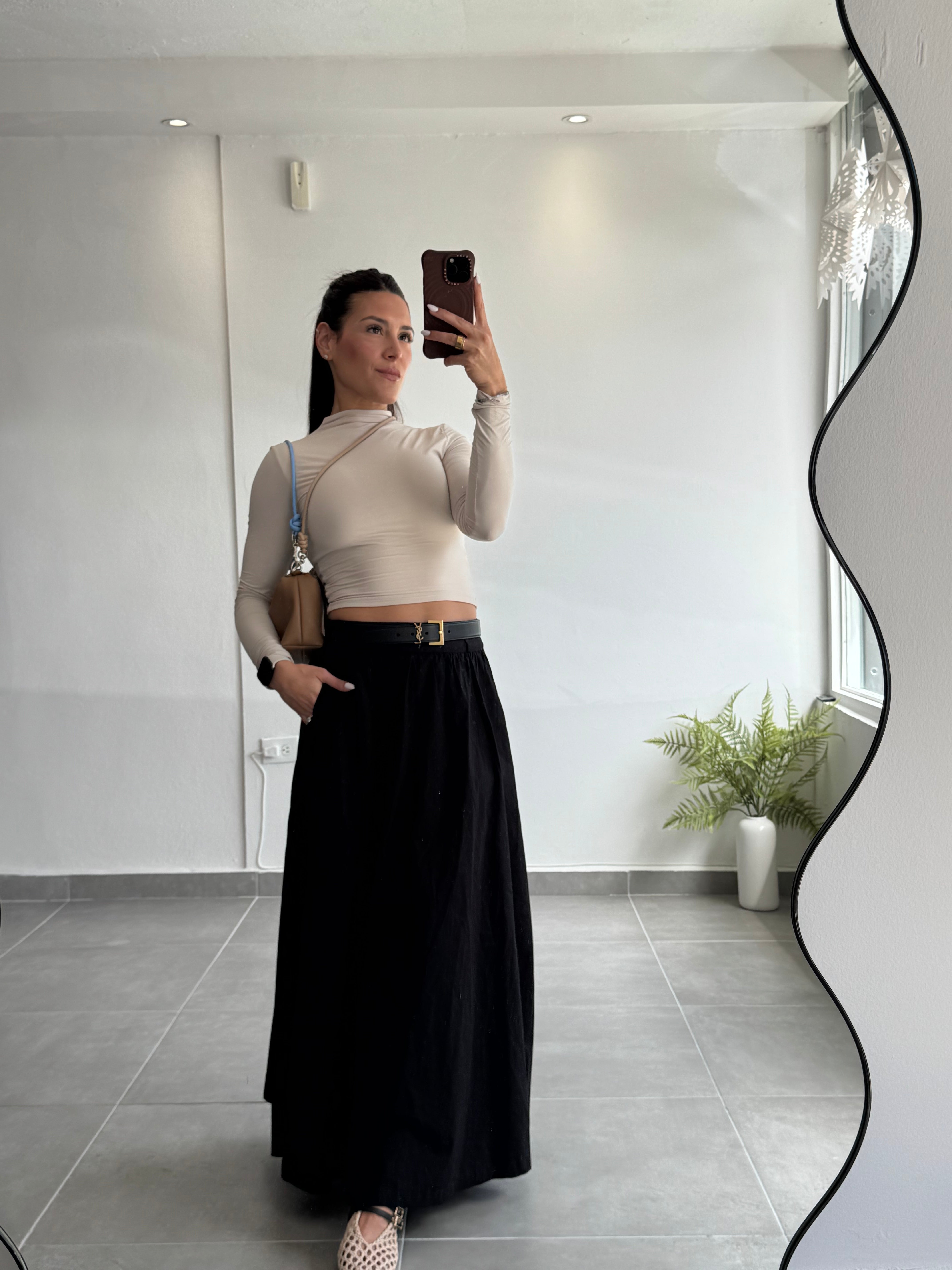 Double Belt Maxi Skirt (Black)