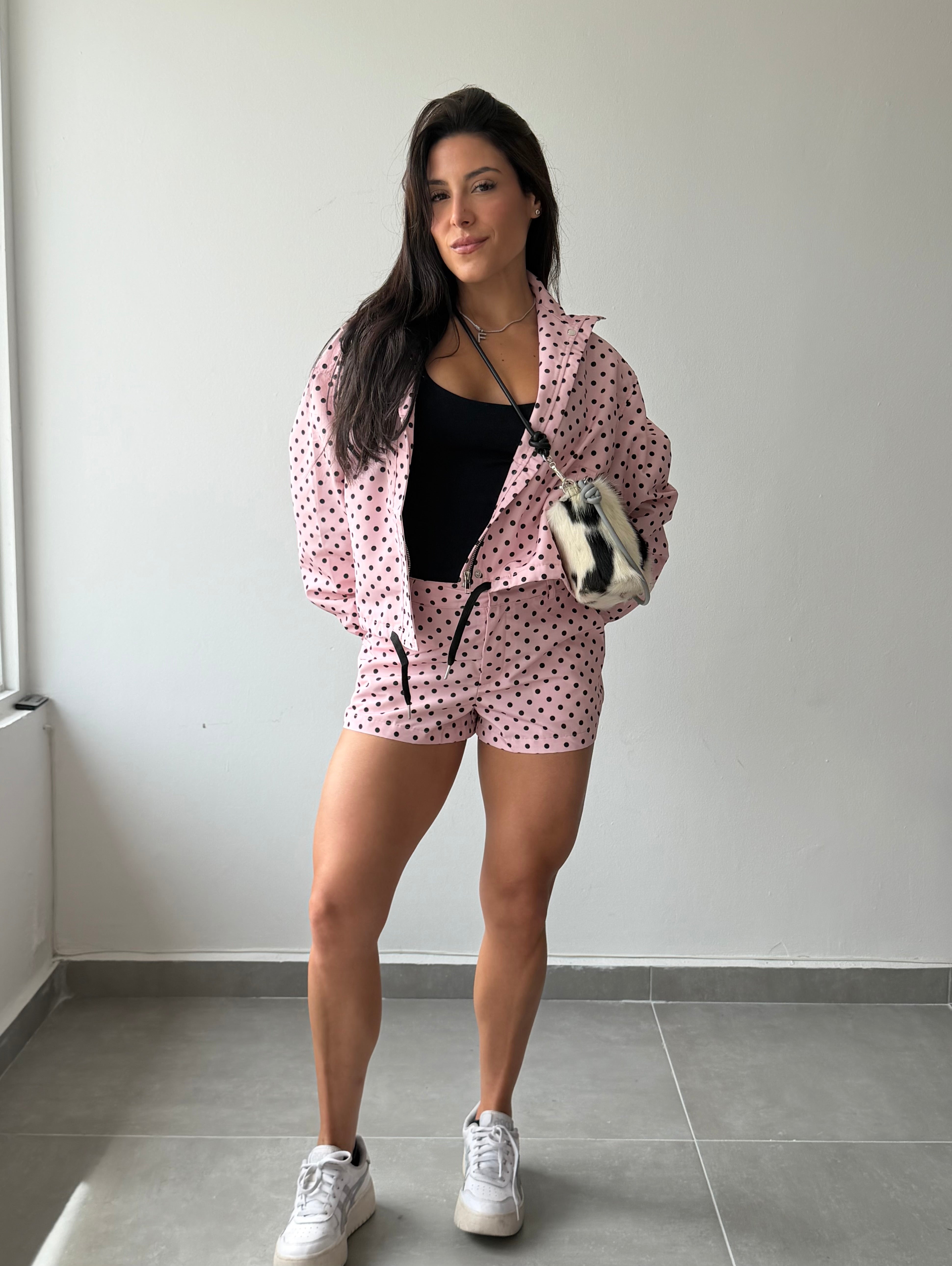 Pink Polka Jacket and Shorts Set