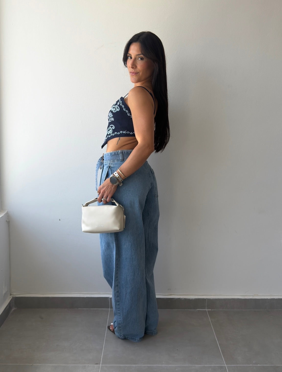 High Waist Belt Detail Jean