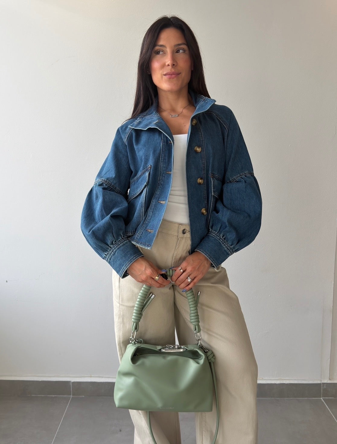Balloon Sleeve Denim Jacket
