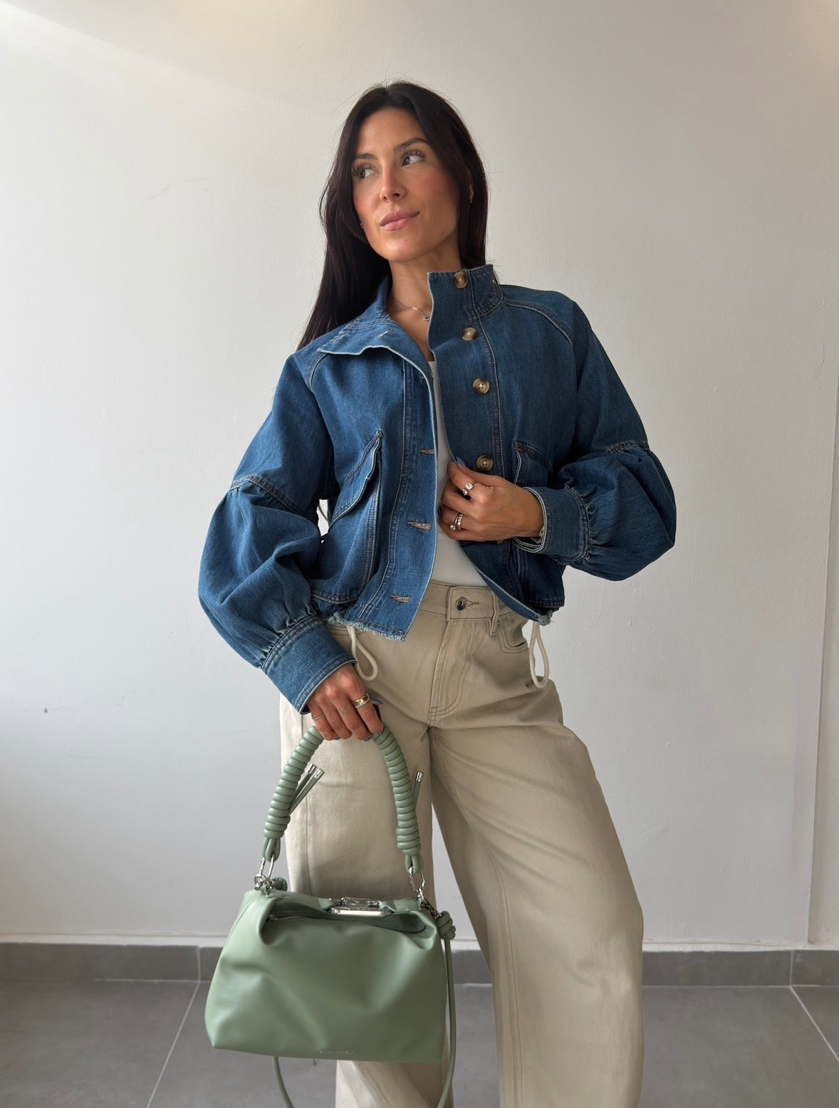 Balloon Sleeve Denim Jacket