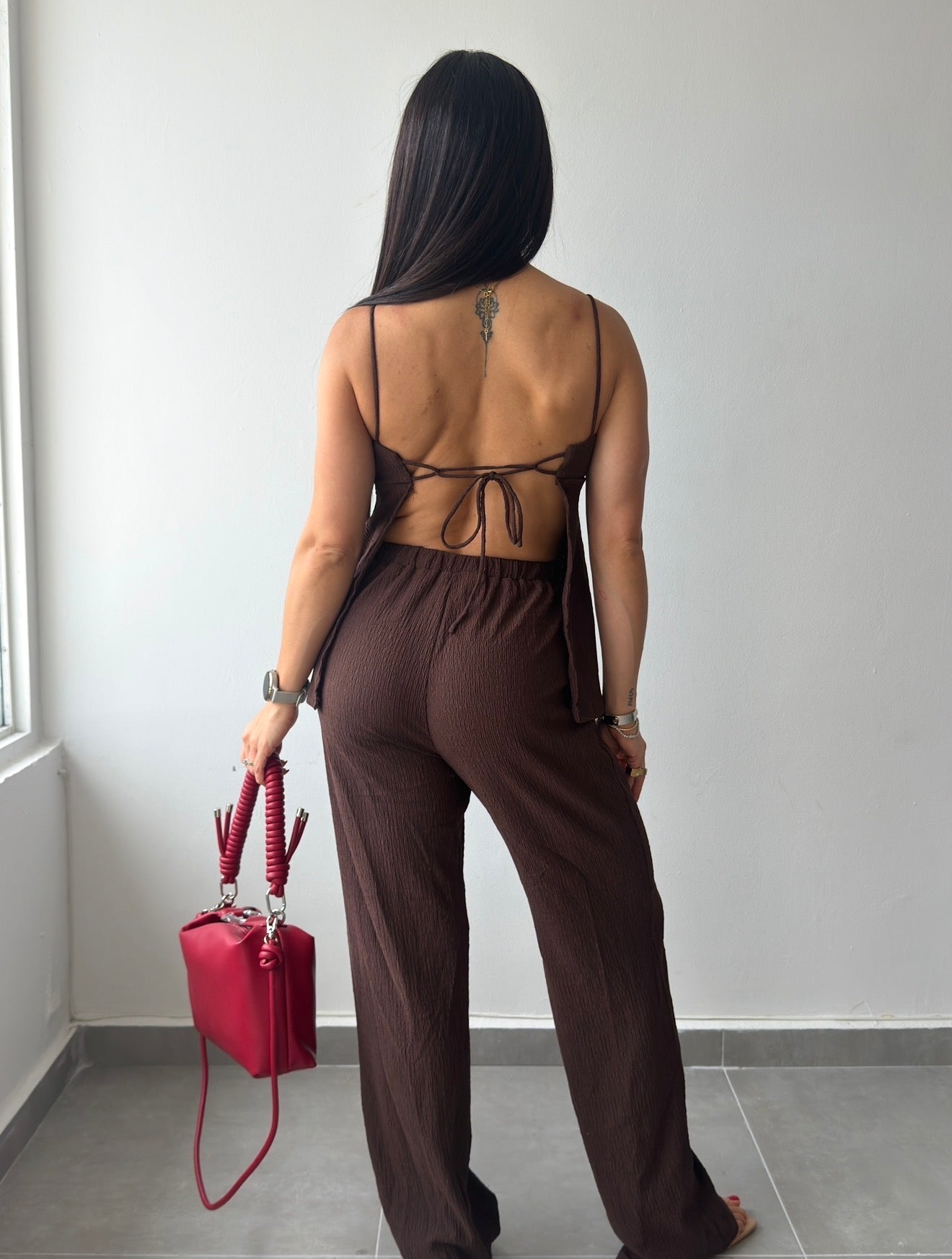 Espresso Textured Jumpsuit