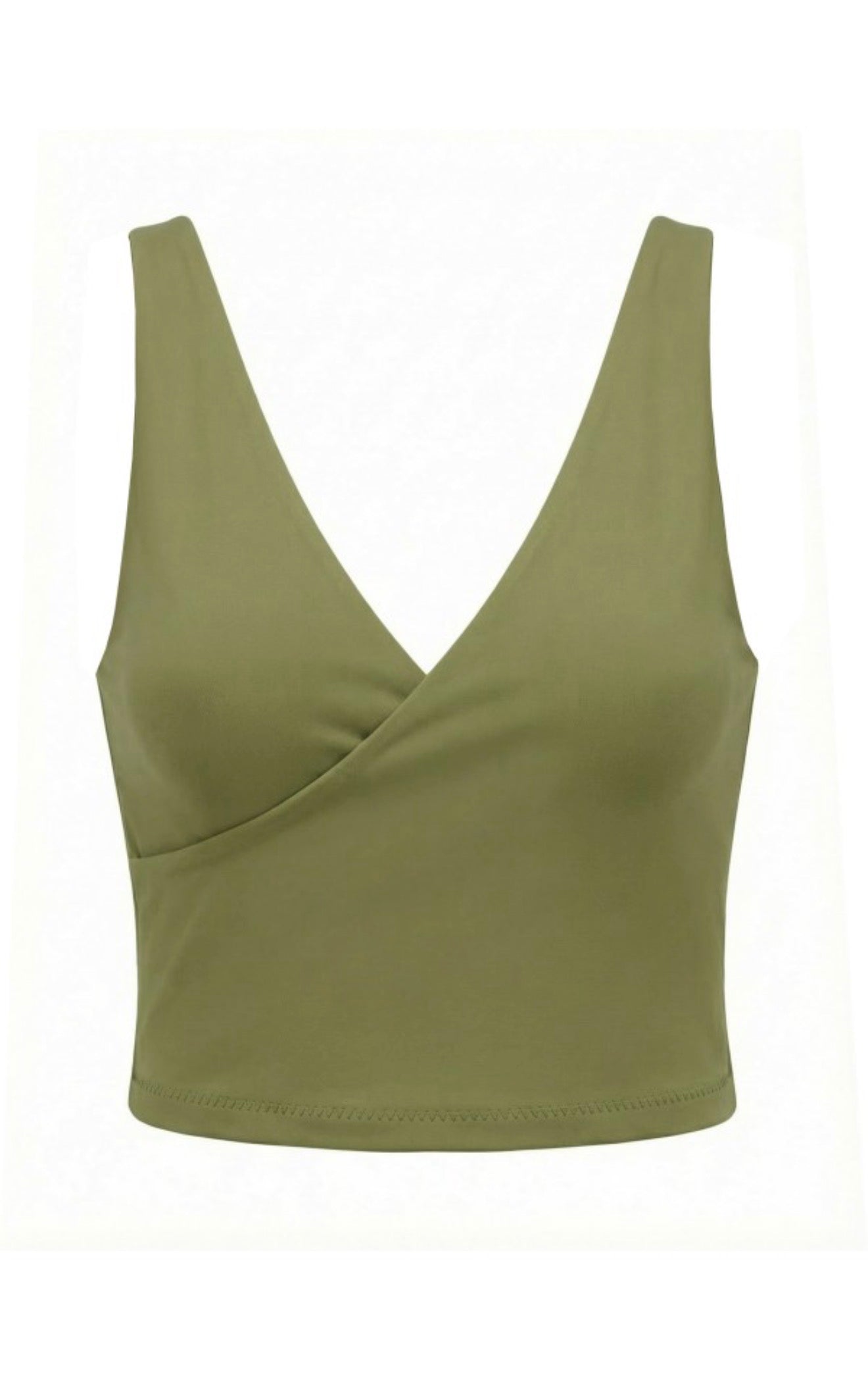 (Olive) V Cut Cropped Basic