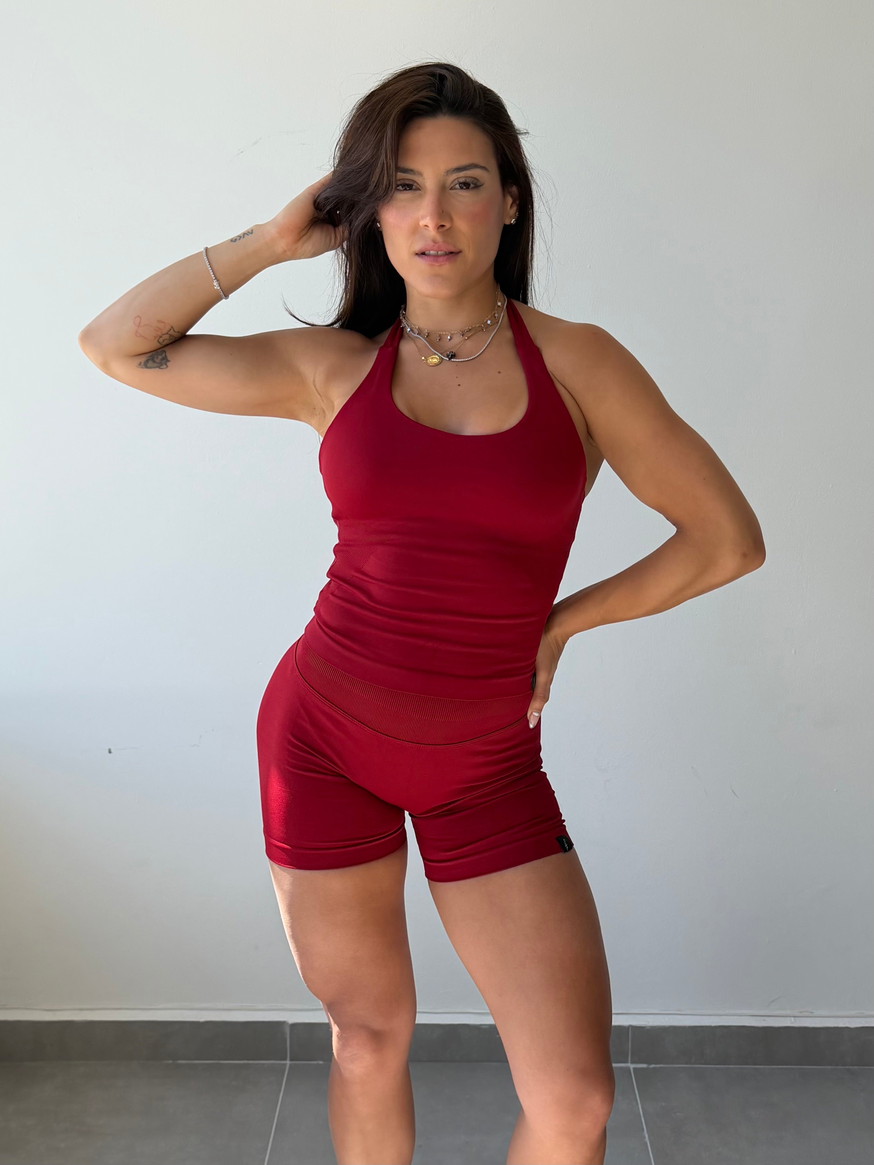 Cherry Seamless Halter Short Set