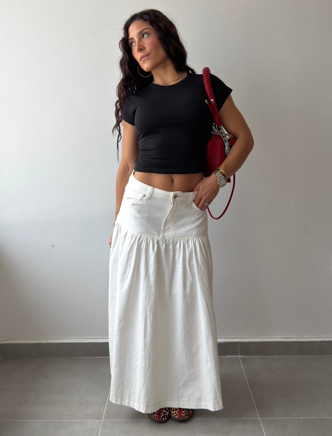 White Denim Skirt