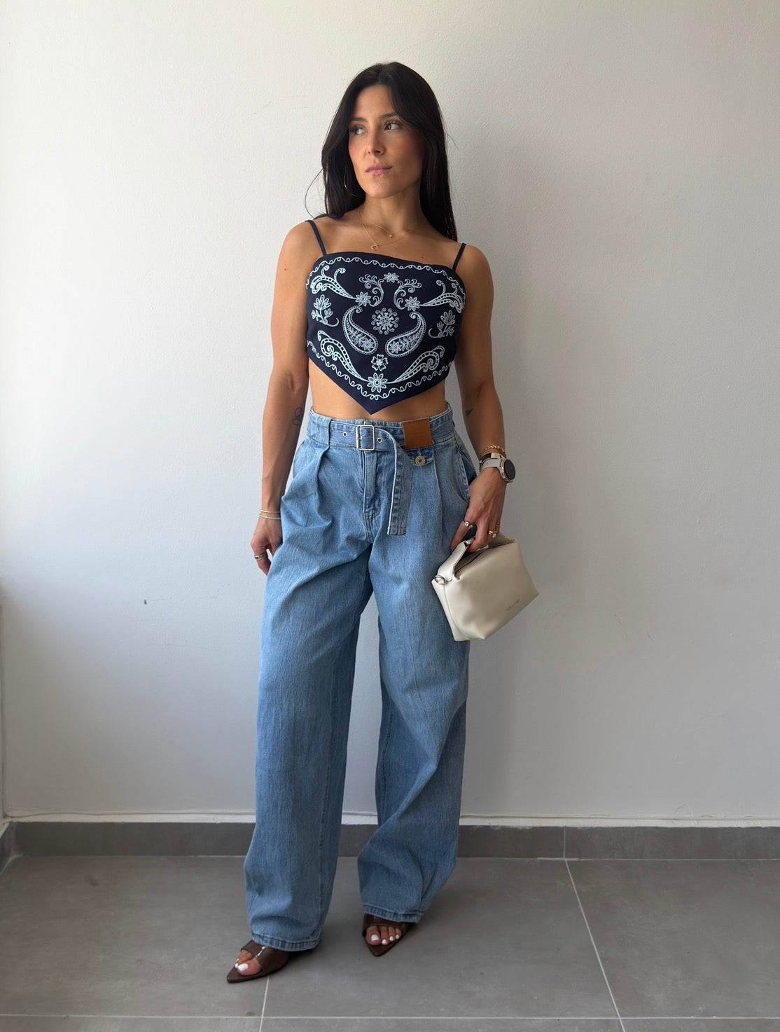 High Waist Belt Detail Jean