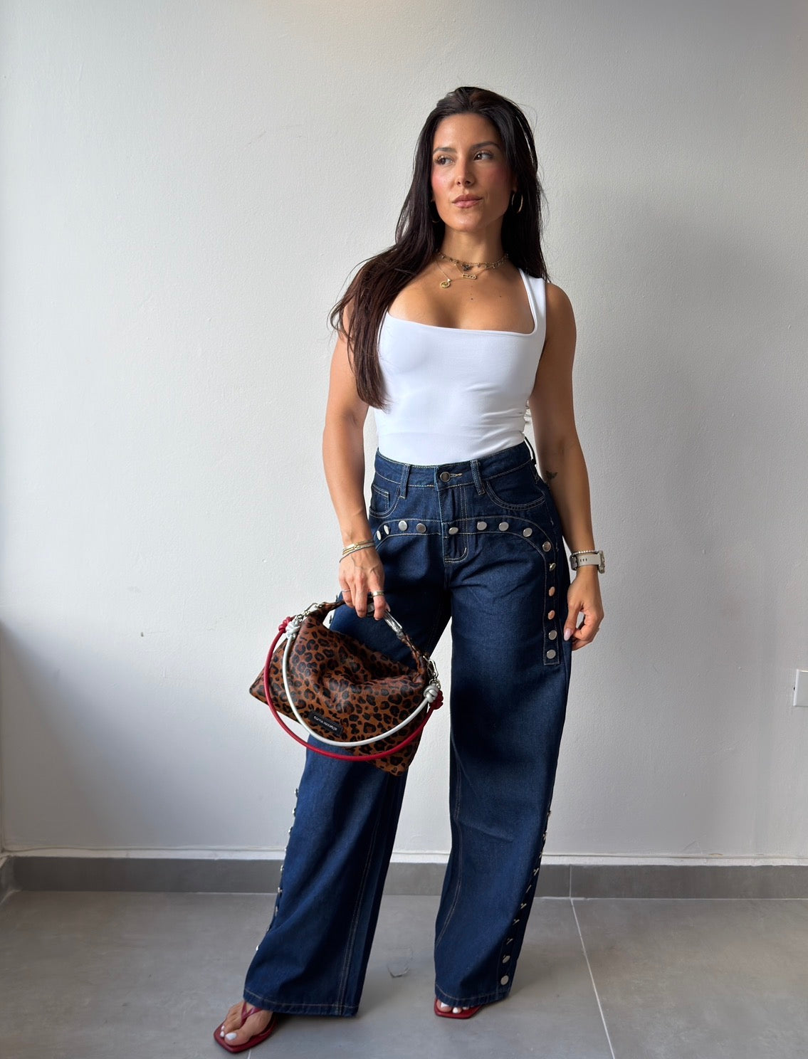 Studded Dark Denim Jeans