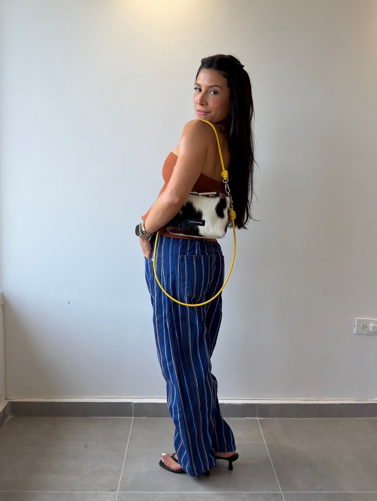 Stripe Denim Barrel Pants