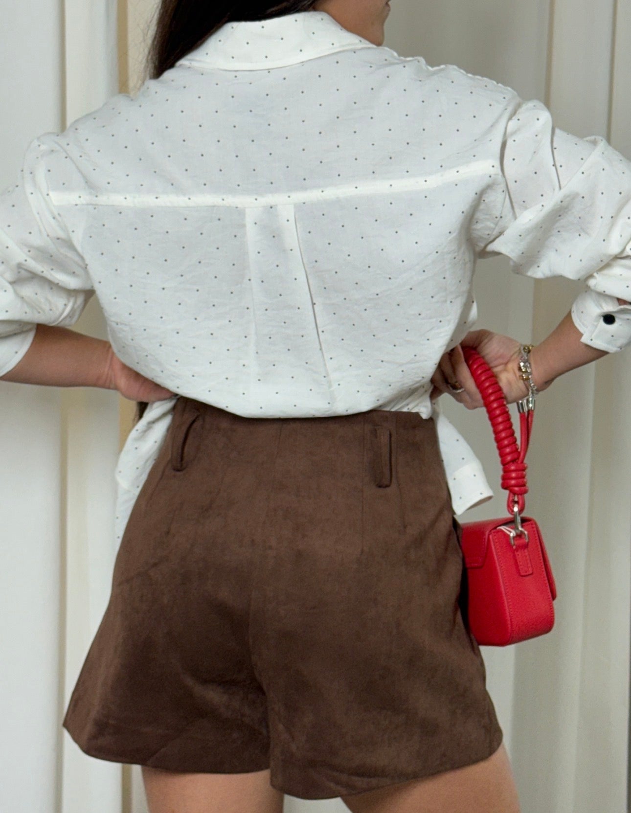 Suede High Waist Paper Bag Shorts