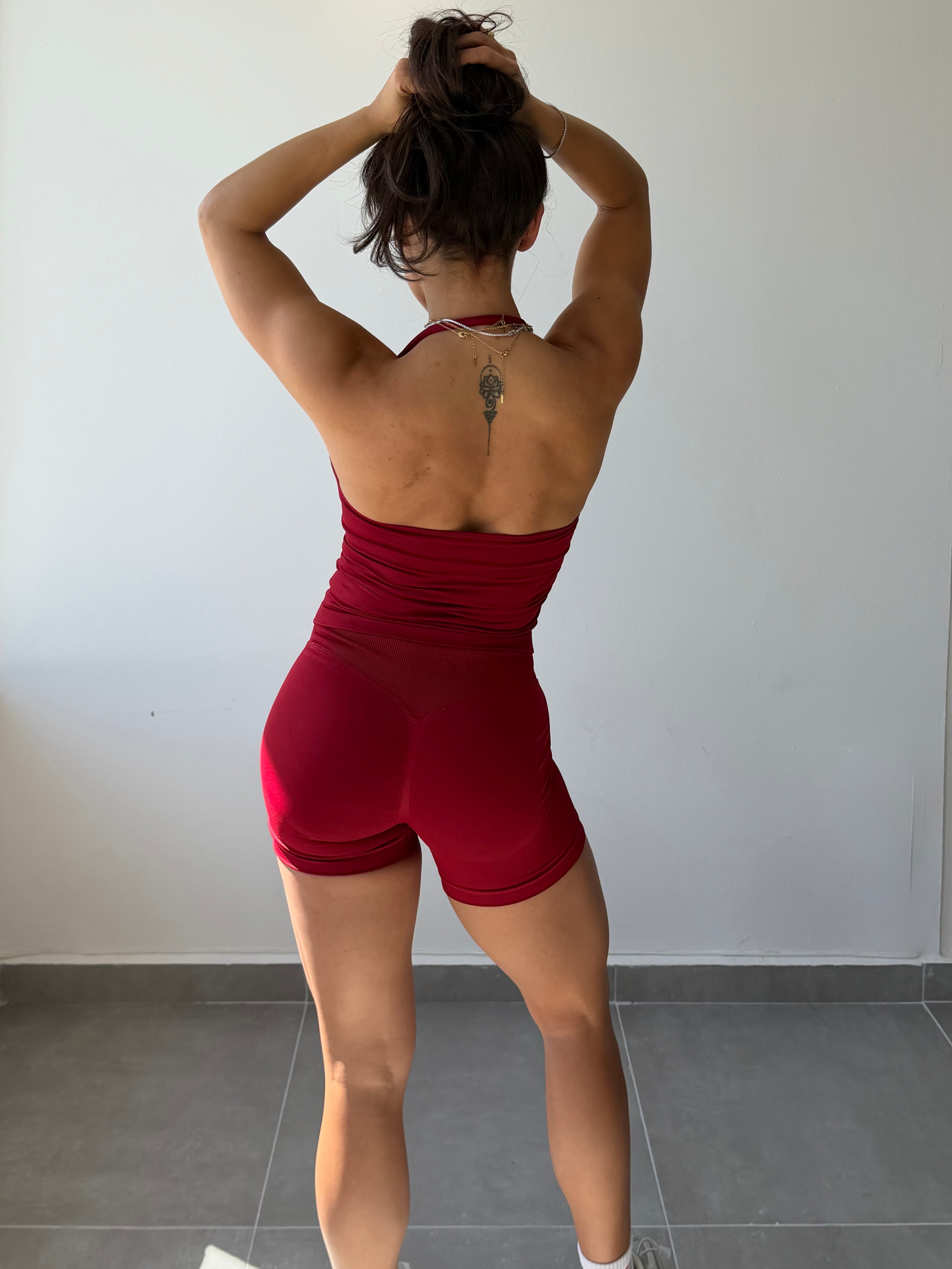 Cherry Seamless Halter Short Set