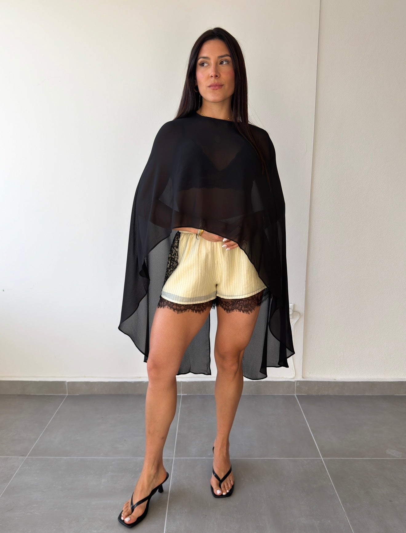 (Black) Sheer Cape Top