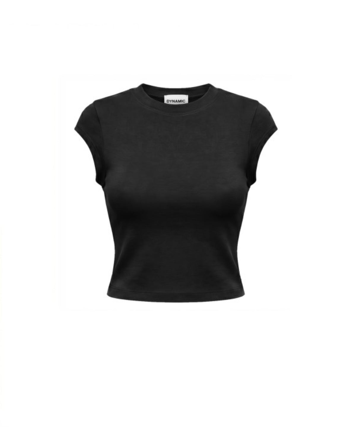 (Black) Cap Sleeve Cropped Basic Tee
