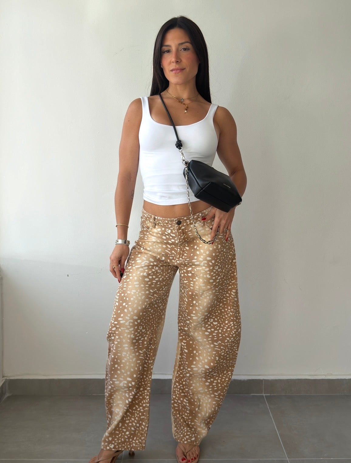 Bambi Print Barrel Jeans