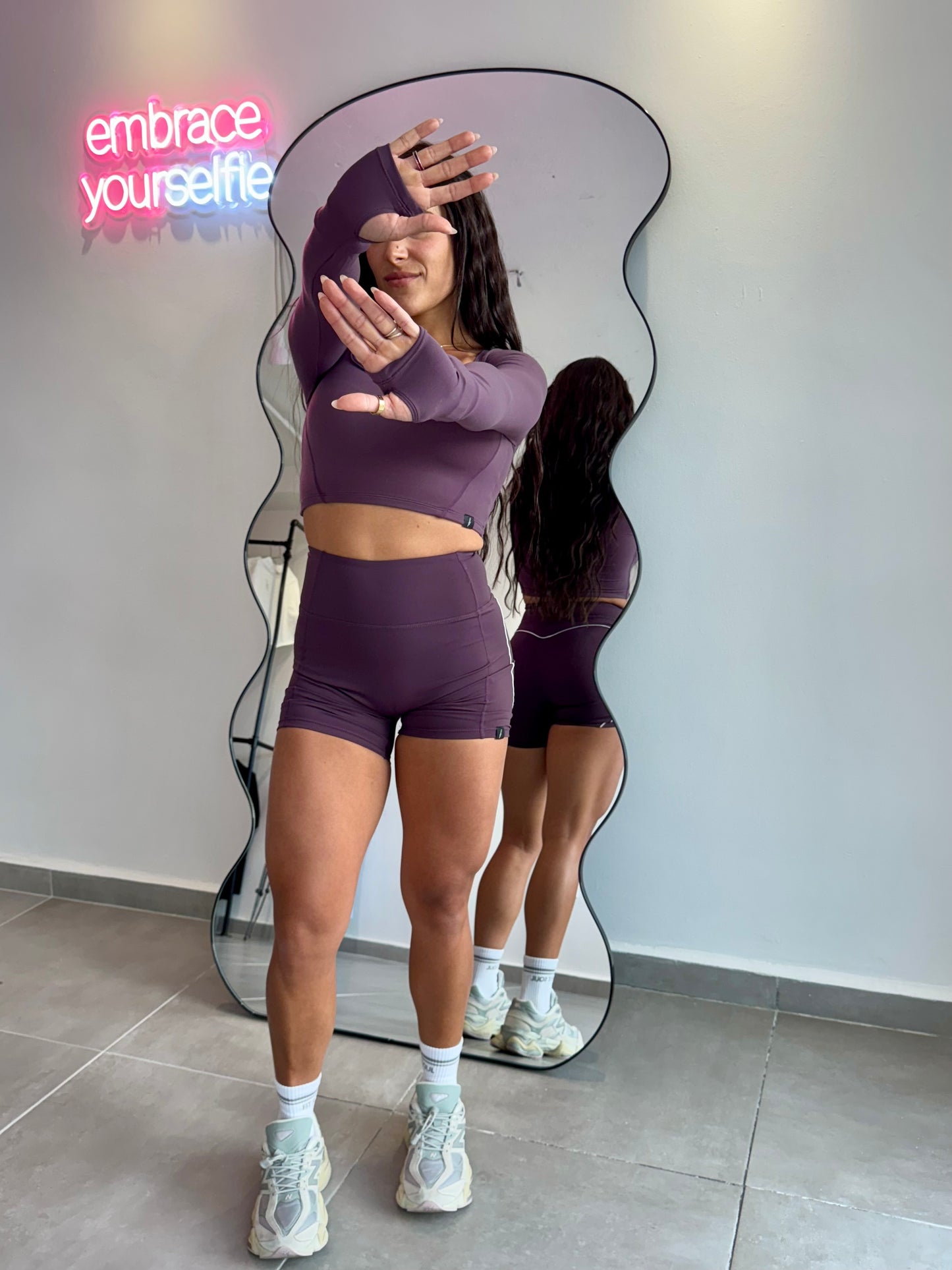 Purple Long Sleeve Shirt & Shorts Set