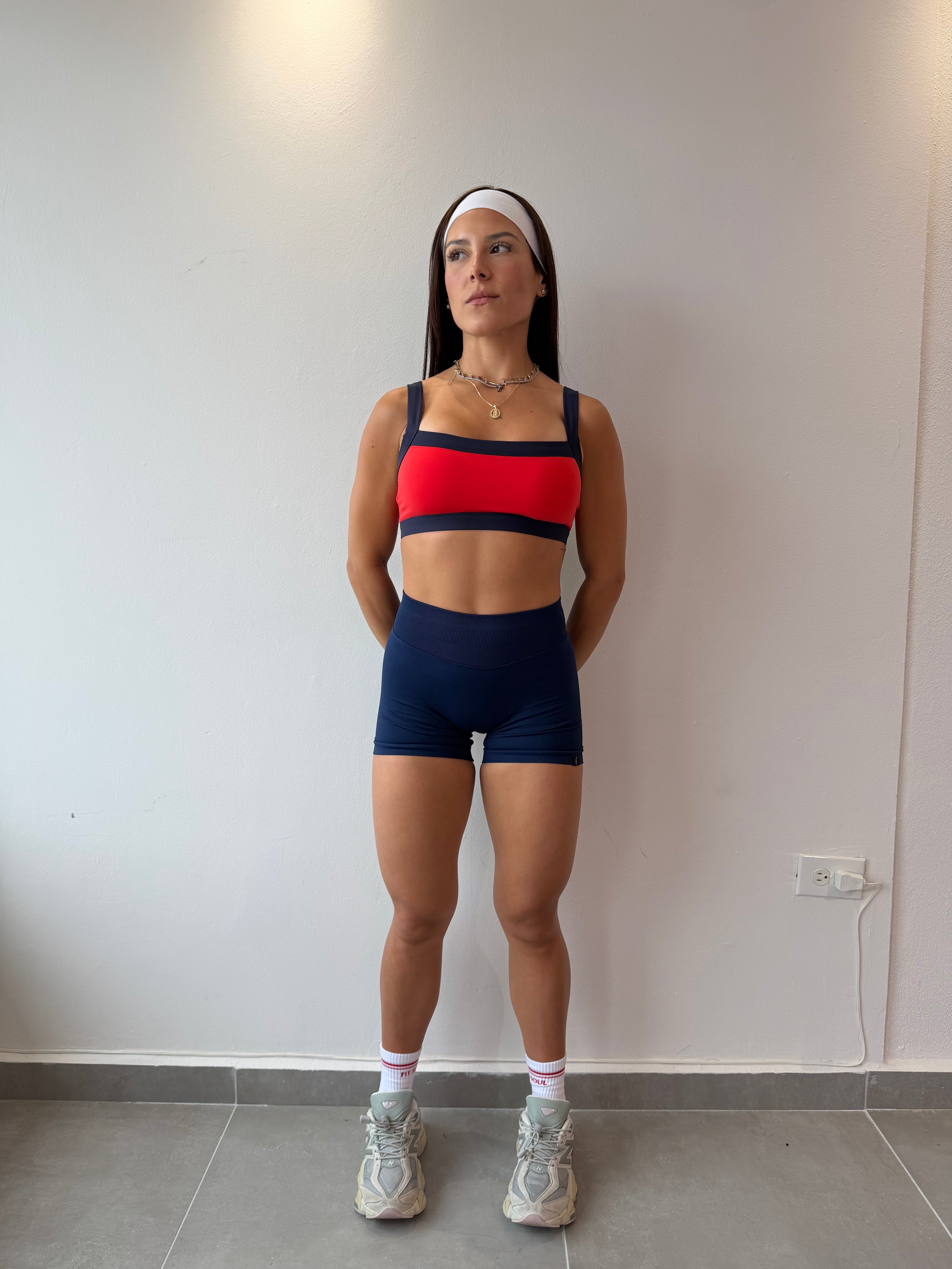 RESTOCK! Navy/Flame Contrast Top