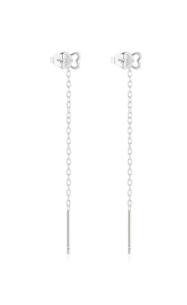 Sterling Silver Earrings-Long Chain