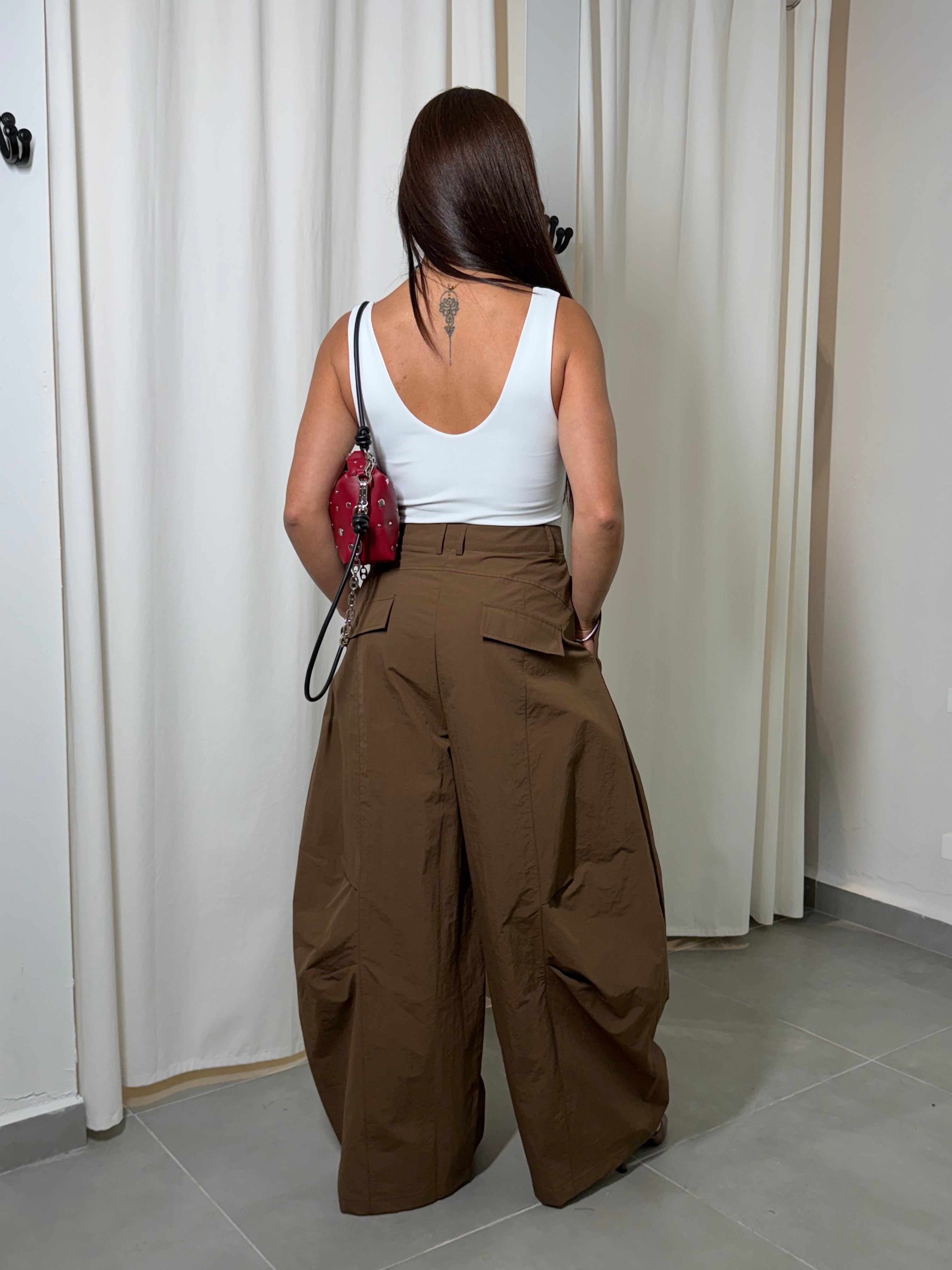 Wide Leg Balloon Pants (Brown)