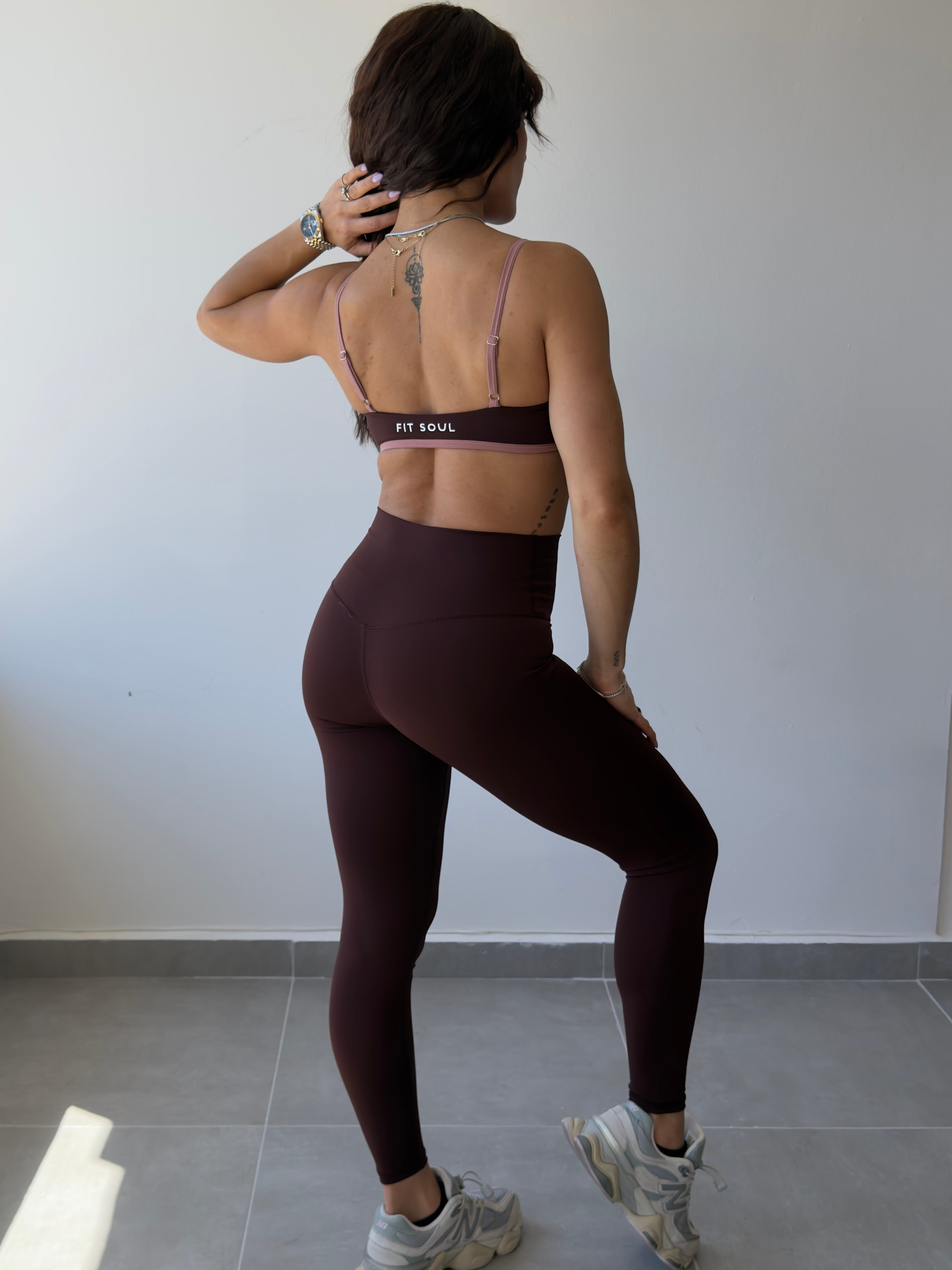 Espresso/Pink Contrast Legging Set