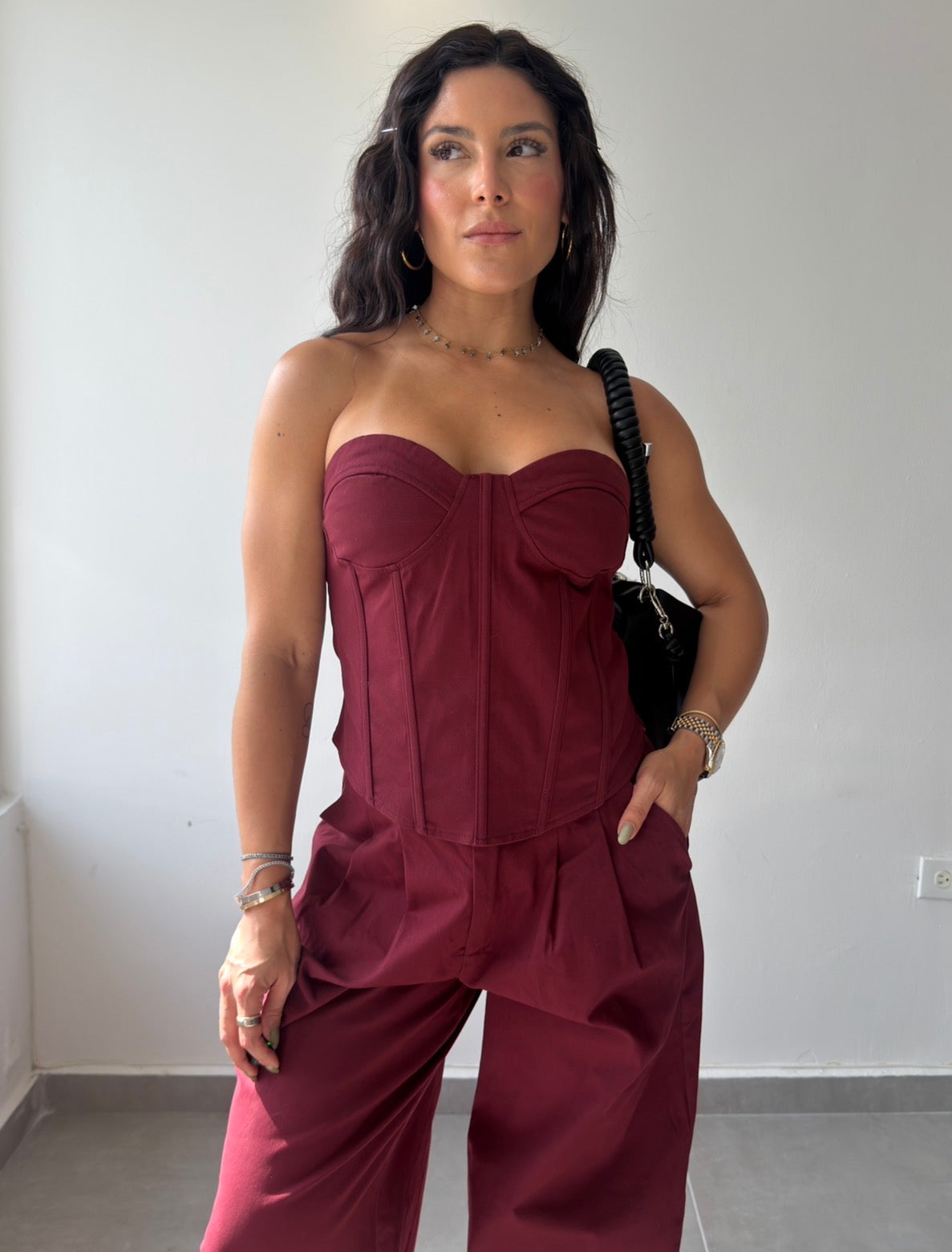Burgundy Corset Top