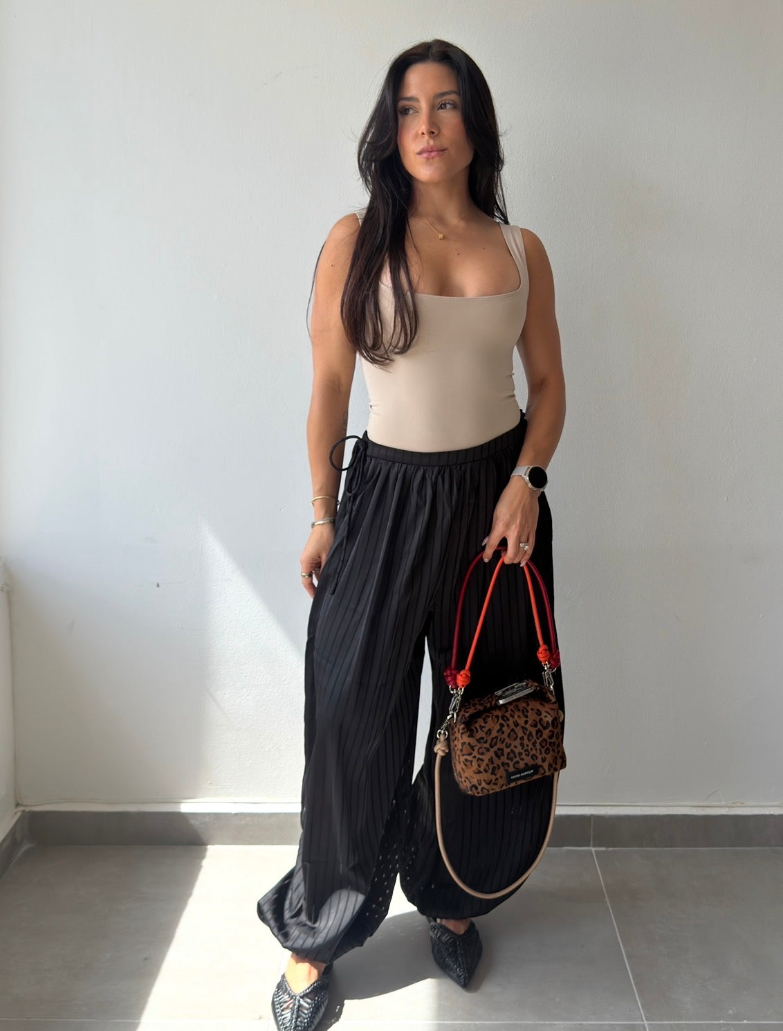 Black Satin Balloon Pant