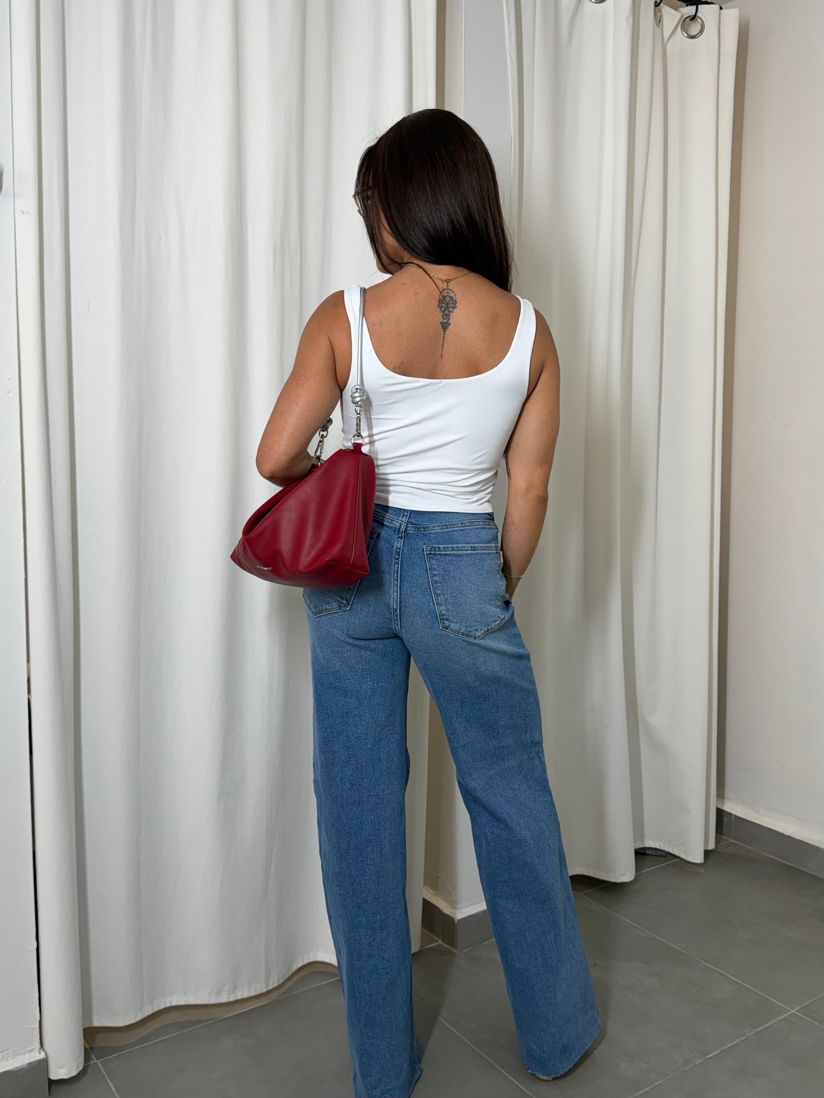 Medium Stone Distressed Hem Jeans