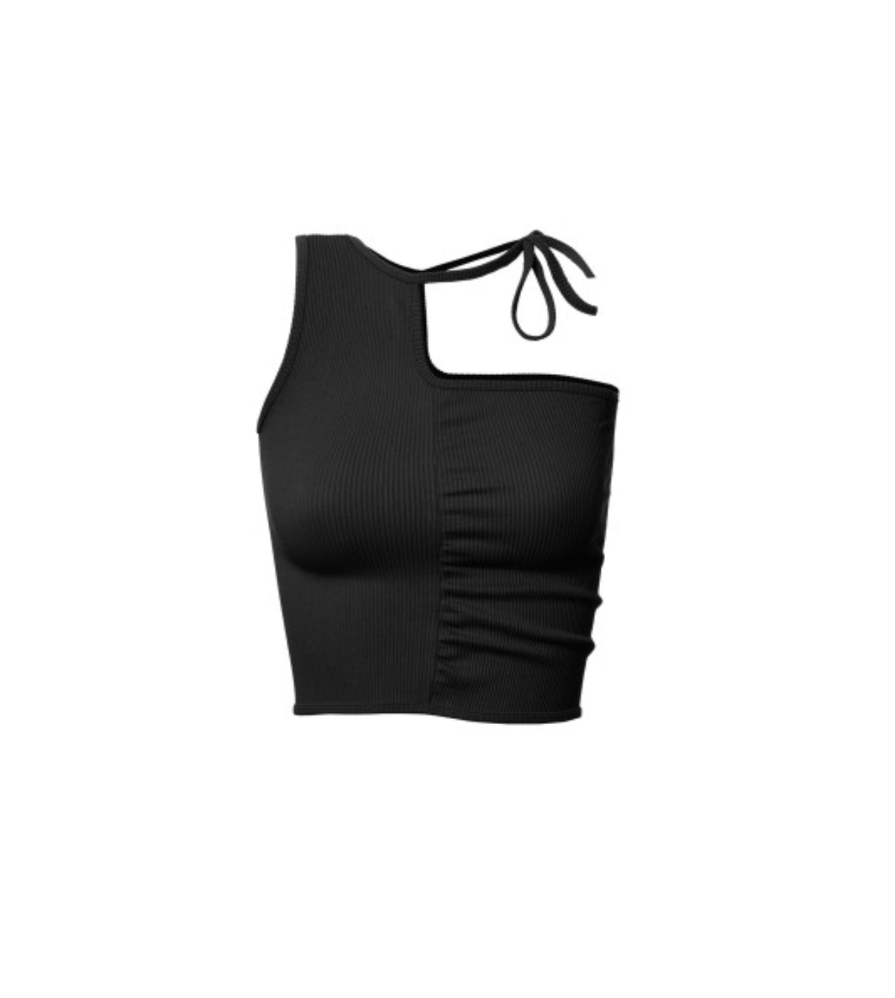 Ribbed String Detail Crop Top