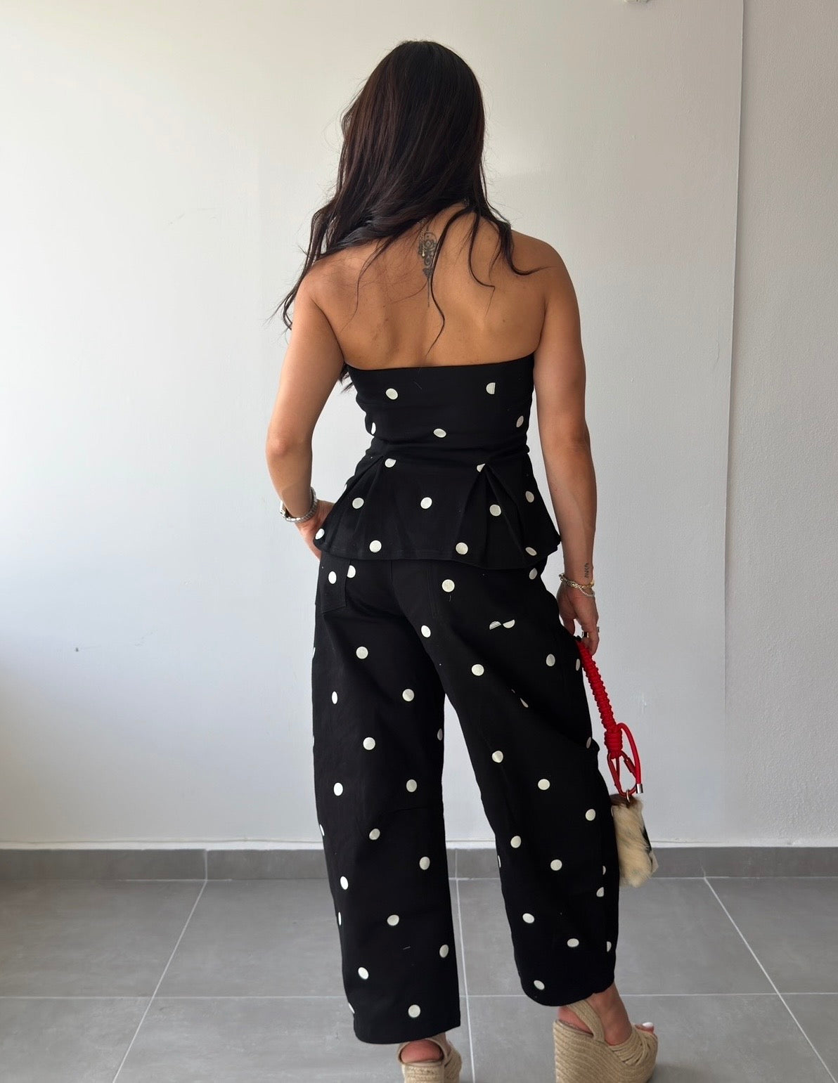 Black Polka Denim Set (RESTOCK)